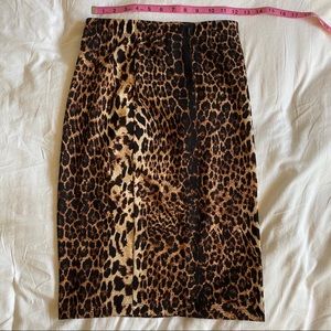 Cheetah Leopard Fitted Pencil Midi Skirt